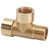 Brass Plumbing Pipe Fittings Female Hexagon Forged 3 Way Equal And Reduced Tee