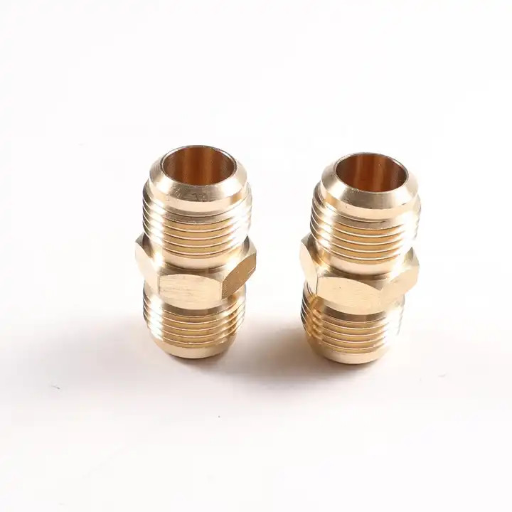 Custom 1/4 Brass Fitting 1/2 3/4 5/8 Nipple Connector Pipe Threaded Copper Brass Union Nipple Insert Nut