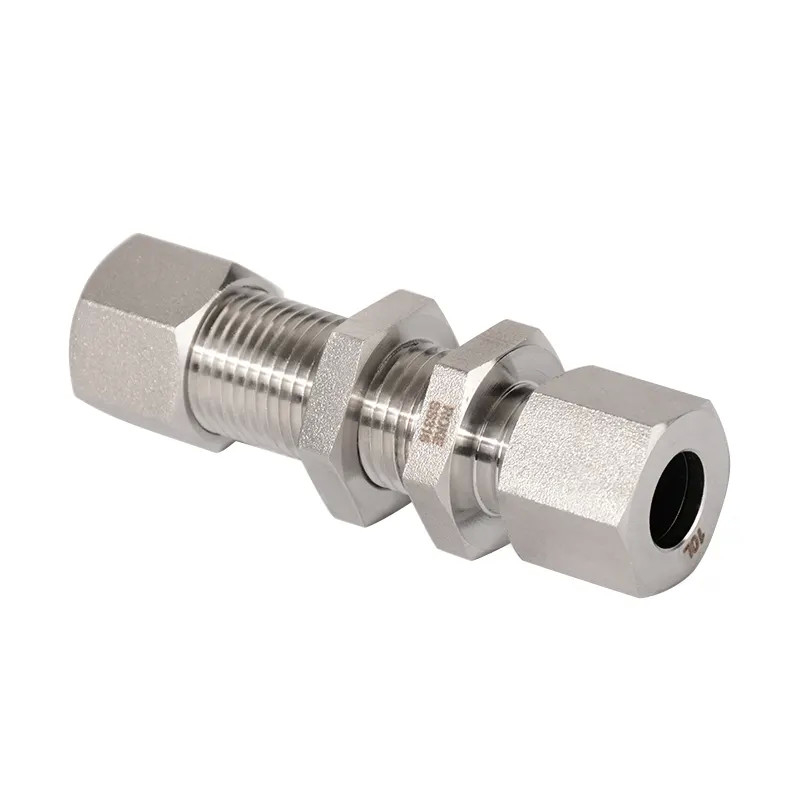 Stainless Steel Single Ferrule Hydraulic Compression Bulkhead Union / DIN2353, ISO8434.1